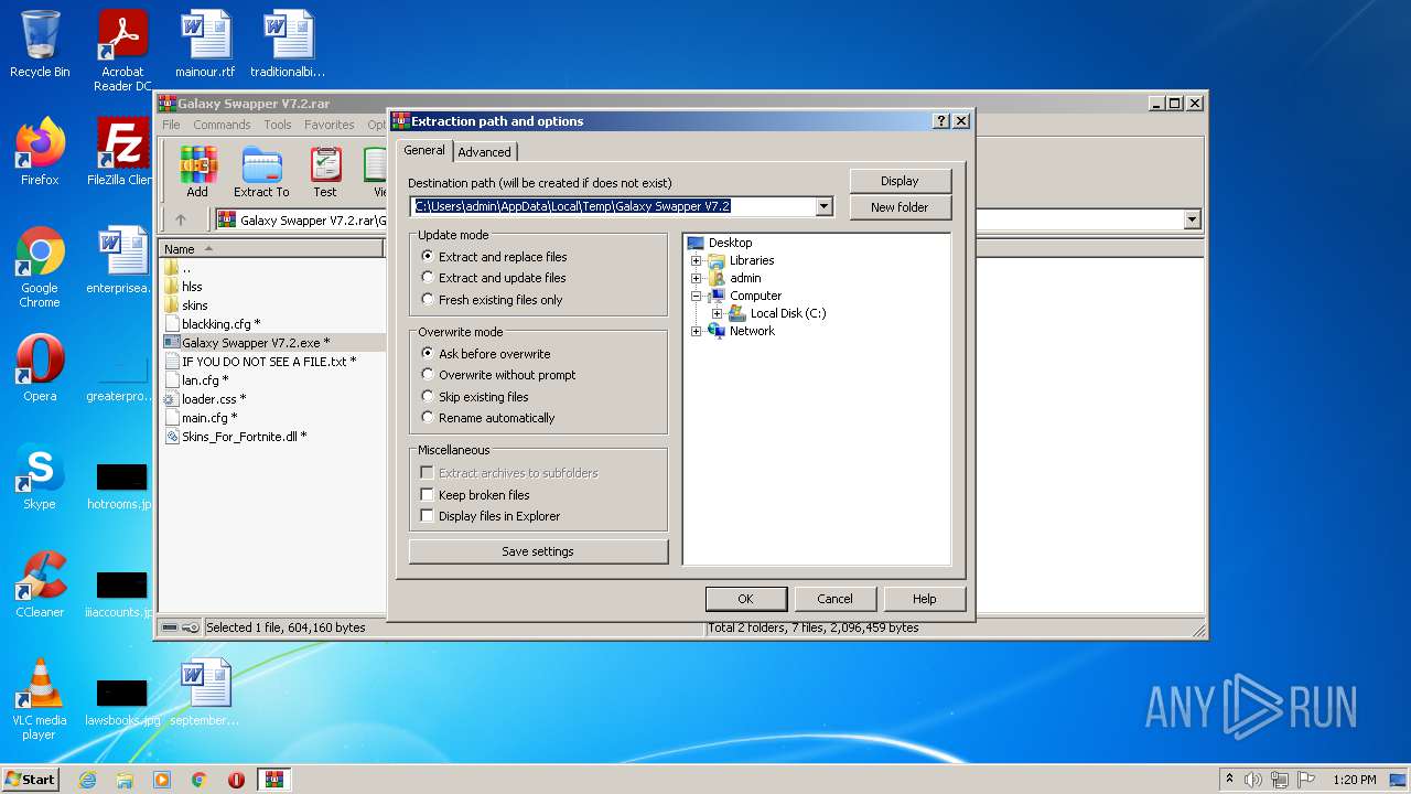 Malware analysis Galaxy Swapper V7.2.rar Malicious activity | ANY.RUN -  Malware Sandbox Online