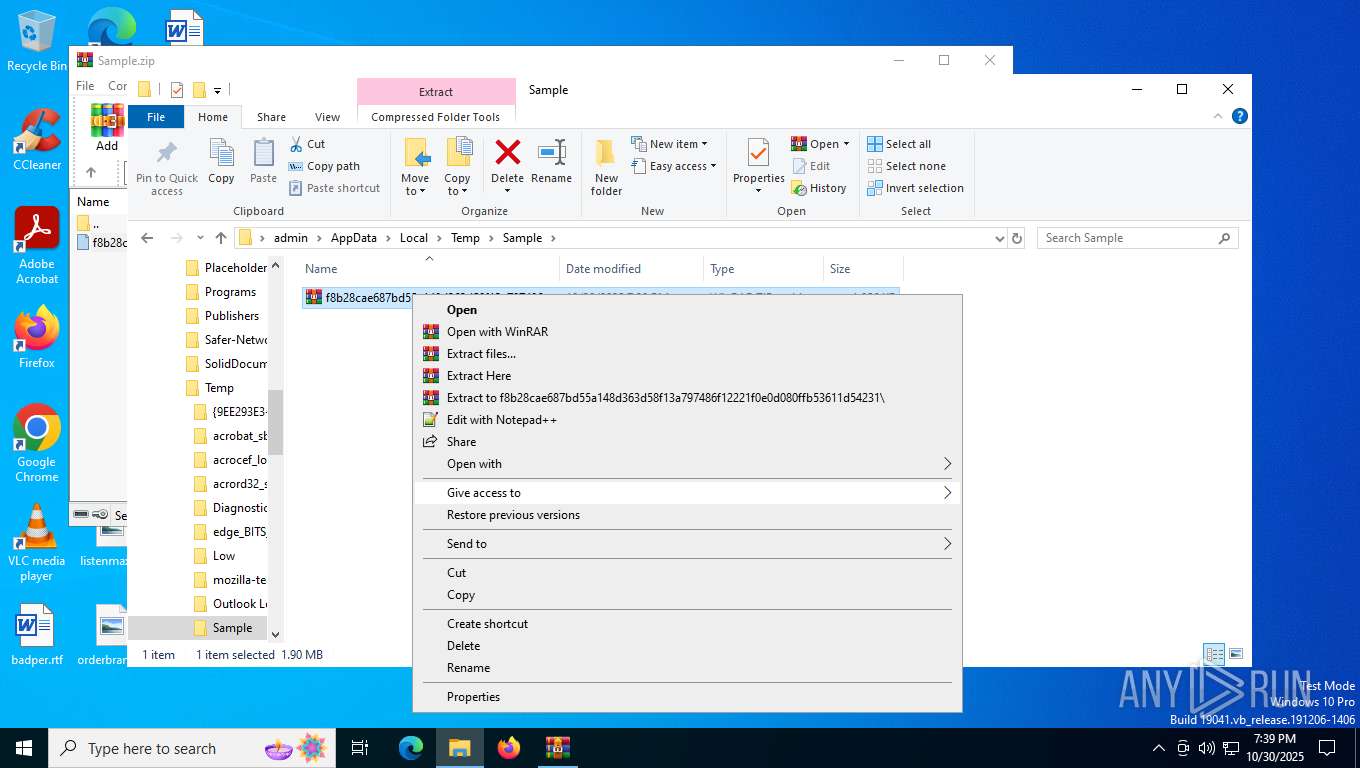 Malware analysis Sample.zip Malicious activity | ANY.RUN - Malware ...