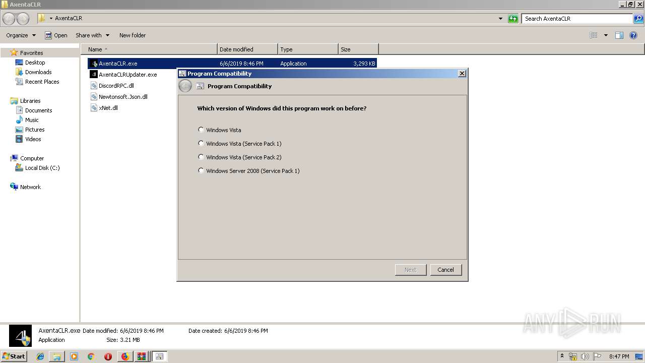 Malware analysis https://xluq.xyz/AxentaCLR.rar Malicious activity ...