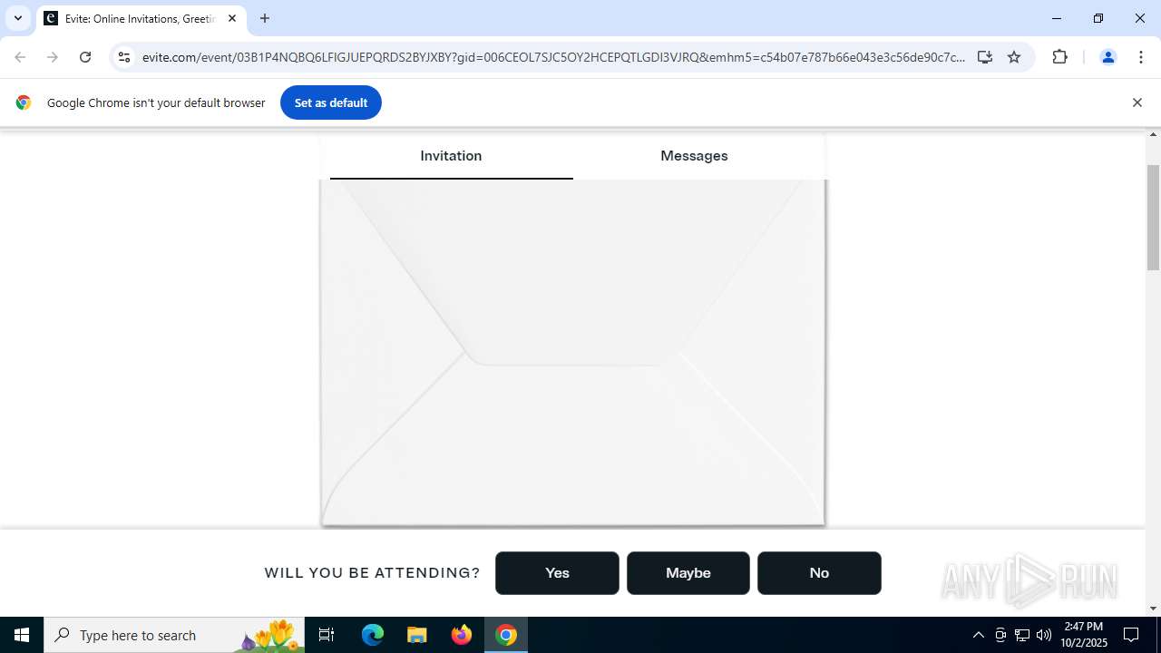 Malware analysis https://www.evite.com/_ct ...