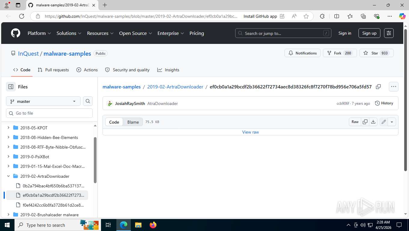 Malware analysis https://github.com/InQuest/malware-samples/blob/master ...
