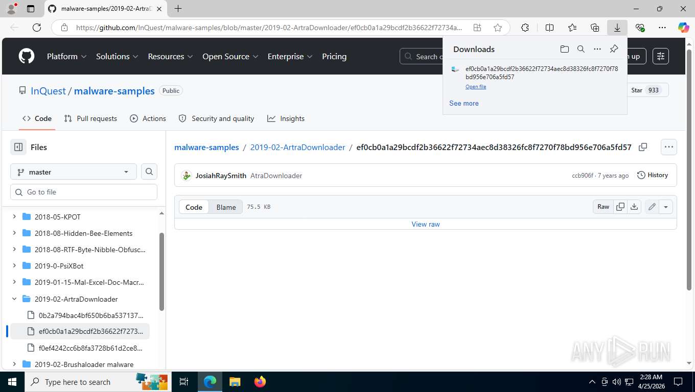 Malware analysis https://github.com/InQuest/malware-samples/blob/master ...