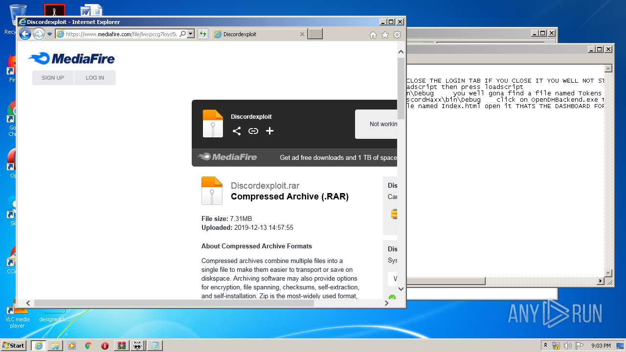 Www Mediafire Com File Lwxpccg7loyz5uj Discordexploit Rar File Any Run Free Malware Sandbox Online