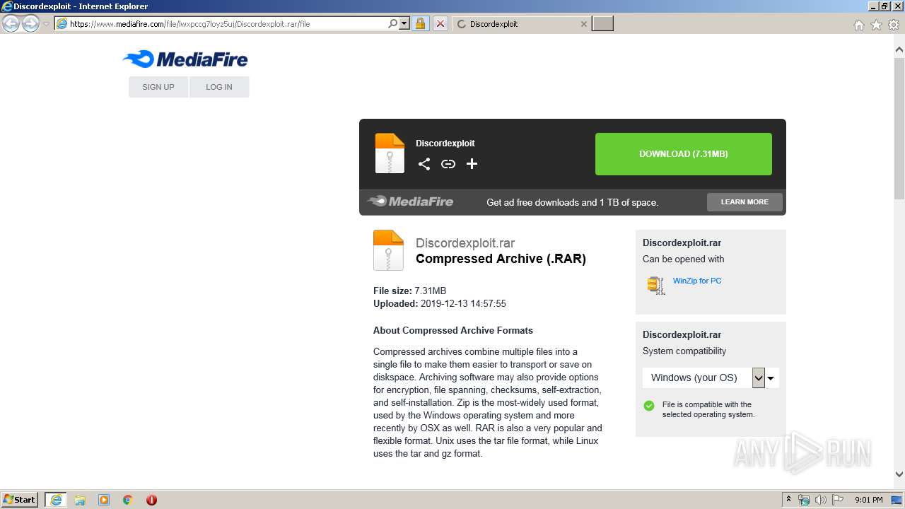 Www Mediafire Com File Lwxpccg7loyz5uj Discordexploit Rar File Any Run Free Malware Sandbox Online
