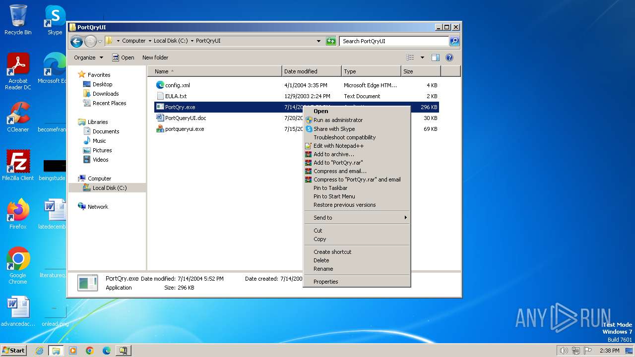 Malware analysis PortQryUI.exe Malicious activity ANY.RUN Malware
