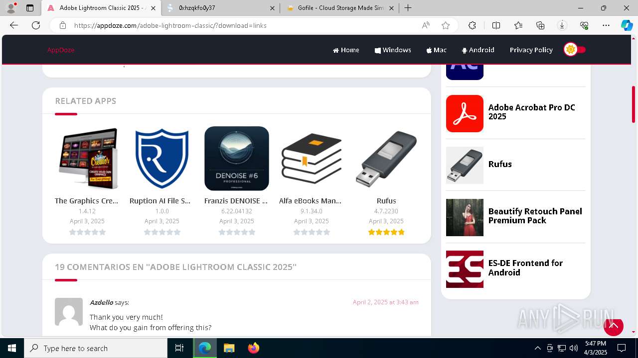 Malware analysis https://appdoze.com/ Malicious activity | ANY.RUN ...