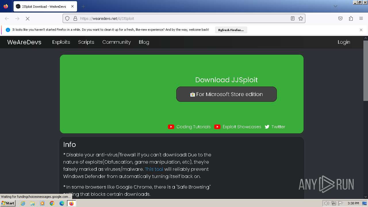 Malware analysis https://wearedevs.net/d/jjsploit Malicious activity ...
