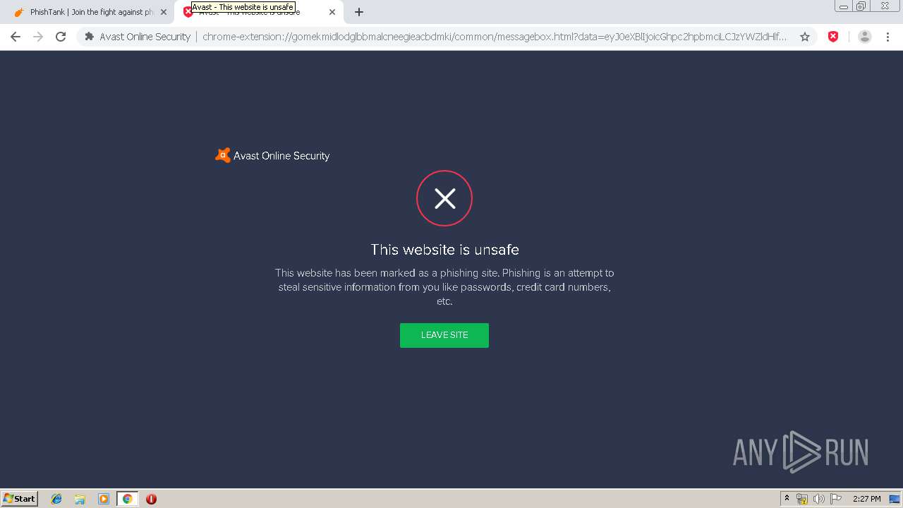 avast online security extension error