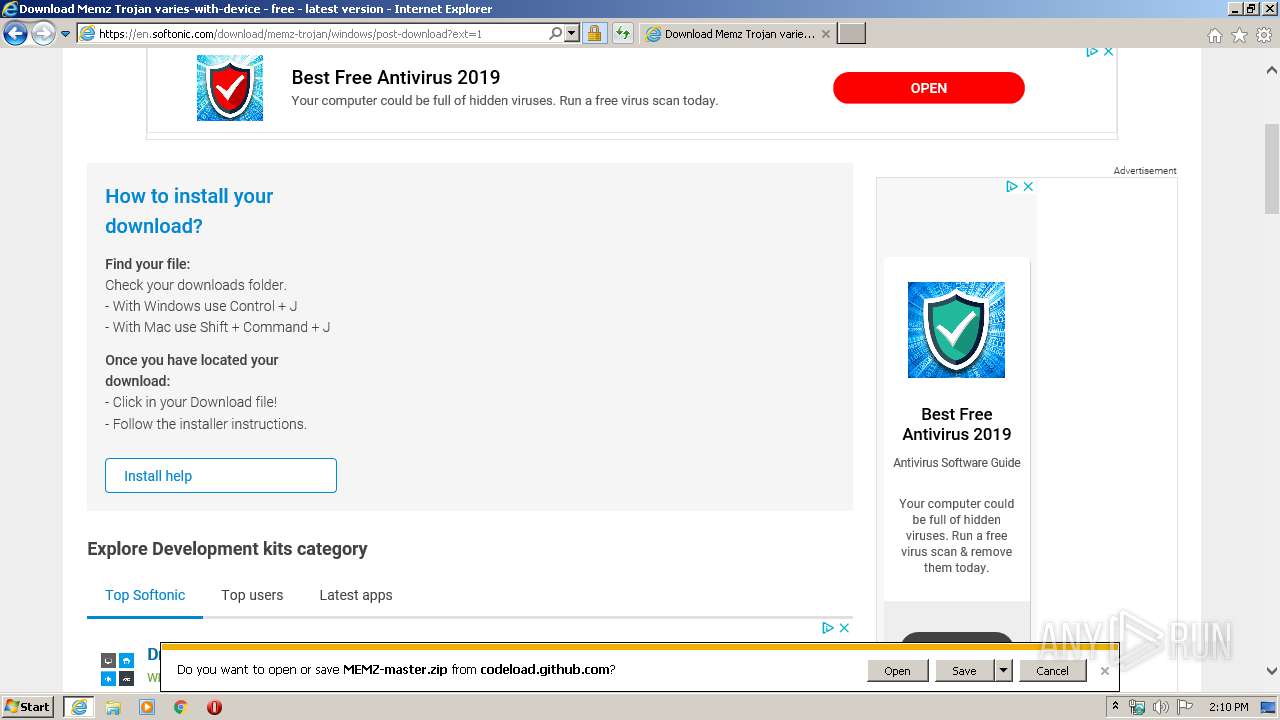 Memz Trojan En Softonic Com Any Run Free Malware Sandbox Online
