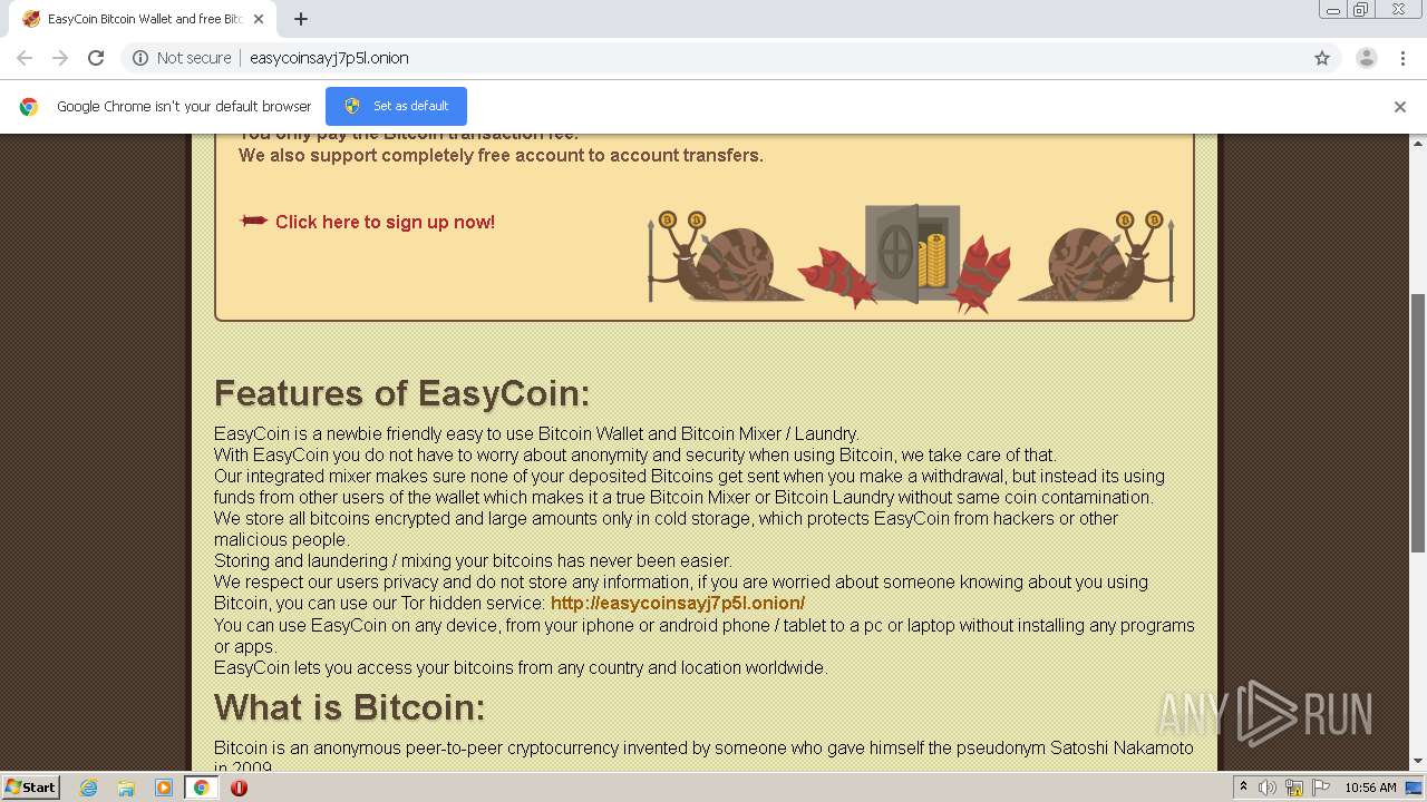 Malware analysis http://easycoinsayj7p5l.onion/ No threats detected |  ANY.RUN - Malware Sandbox Online