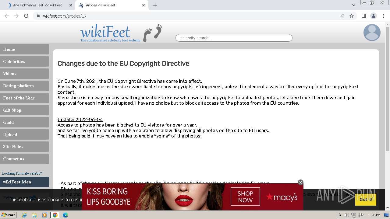 Malware analysis wikifeet.com Malicious activity | ANY.RUN 