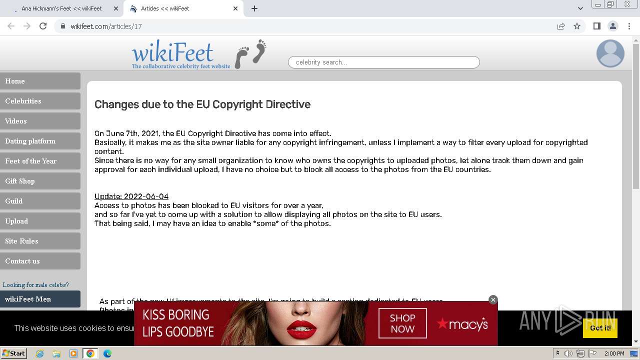 Malware analysis wikifeet.com Malicious activity | ANY.RUN 