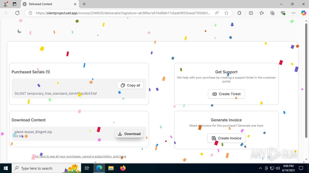 Malware analysis https://silentproject.sell.app/invoice/2244020 ...