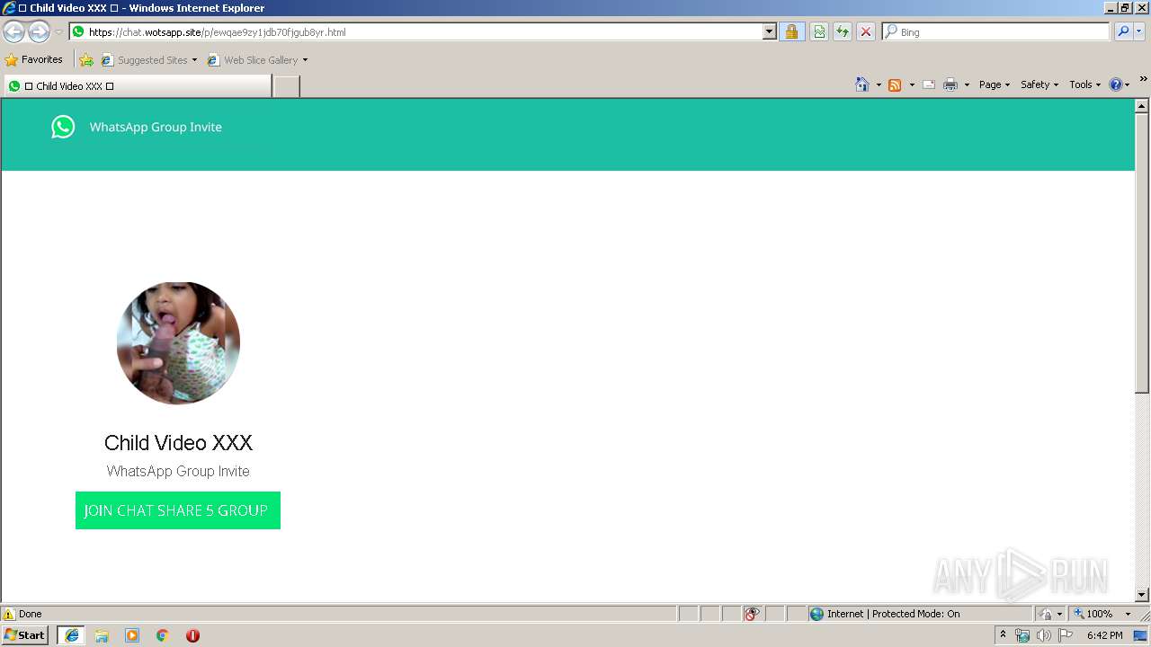 Malware analysis http://chat.wotsapp.site/p/ewqae9zy1jdb70fjgub8yr.html  Malicious activity | ANY.RUN - Malware Sandbox Online