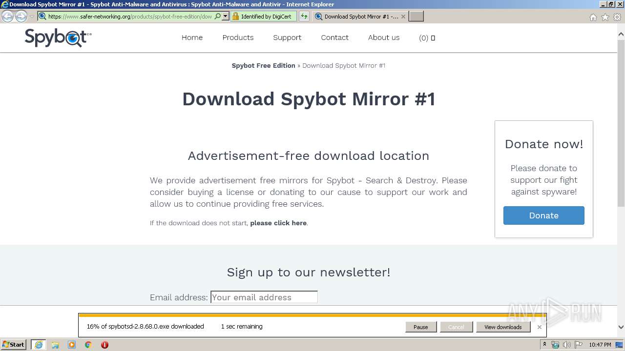 Https Www Safer Networking Org Products Spybot Free Edition Download Mirror 1 Any Run Free Malware Sandbox Online