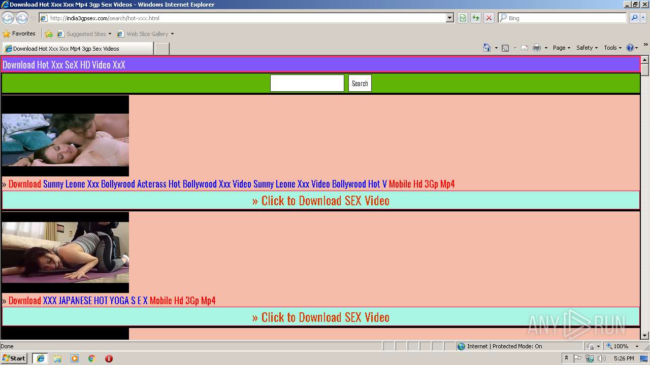 Malware analysis http://india3gpsex.com/search/mwh.html, No threats  detected | ANY.RUN - Malware Sandbox Online