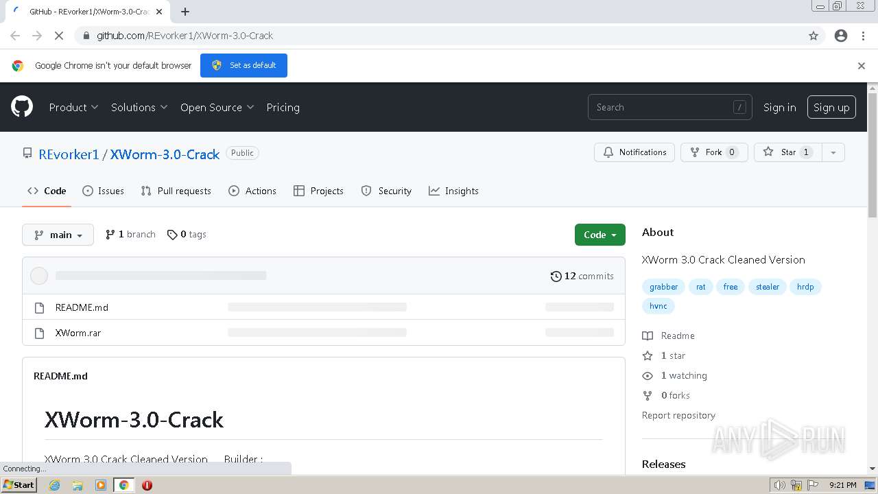 Analysis https://github.com/REvorker1/XWorm-3.0-Crack Malicious ...