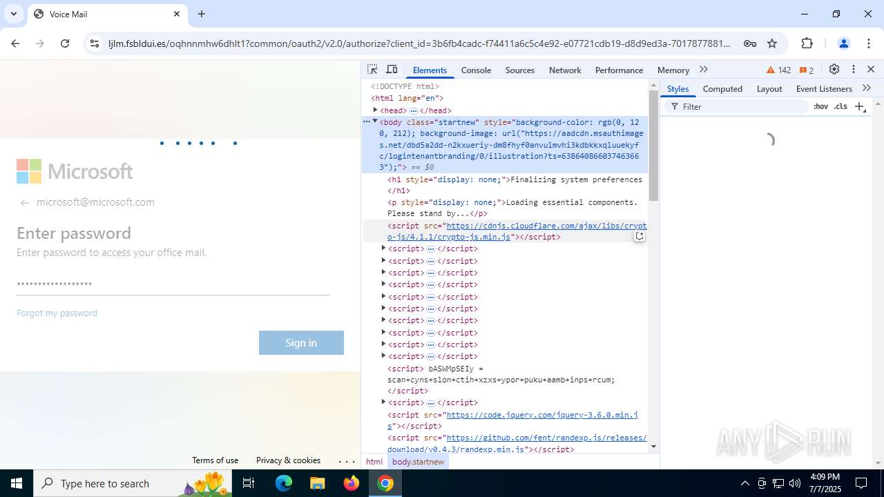 Malware analysis https://ljlm.fsbldui.es/mJCBz@0rKJRaCa/a@a.a Malicious  activity | ANY.RUN - Malware Sandbox Online