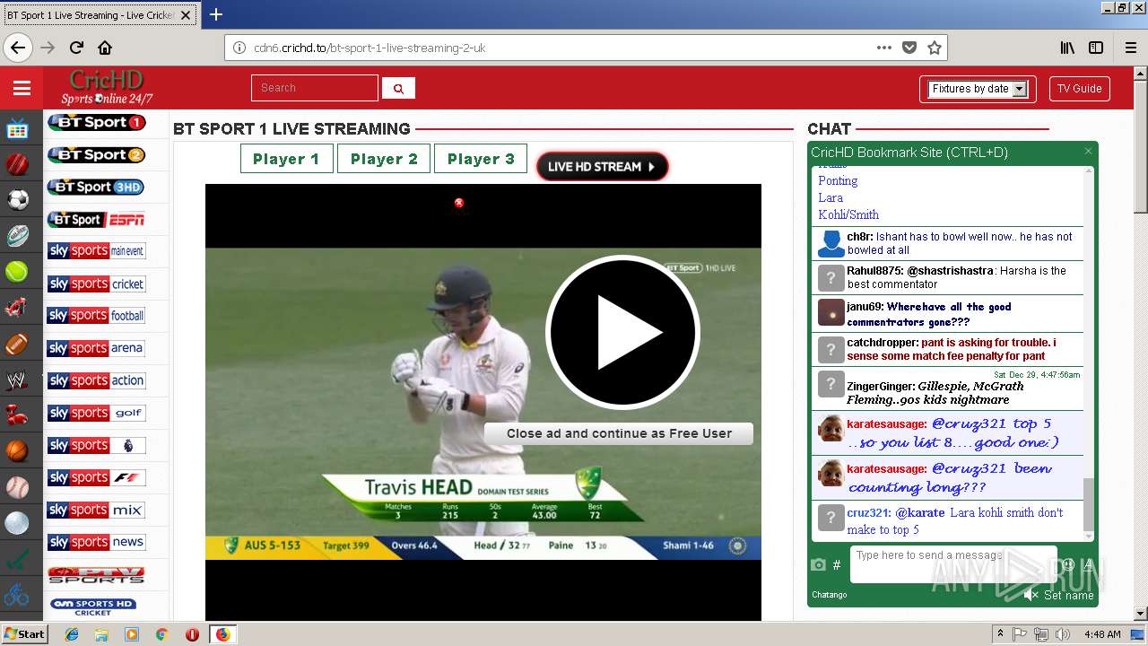 Malware analysis http cdn6.crichd.to bt sport 1 live streaming 2