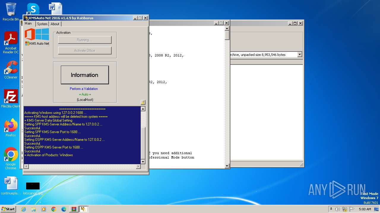 Malware analysis KMSAuto Net 2016 - Windows 10 & Office 2016 Activator.rar  Malicious activity | ANY.RUN - Malware Sandbox Online