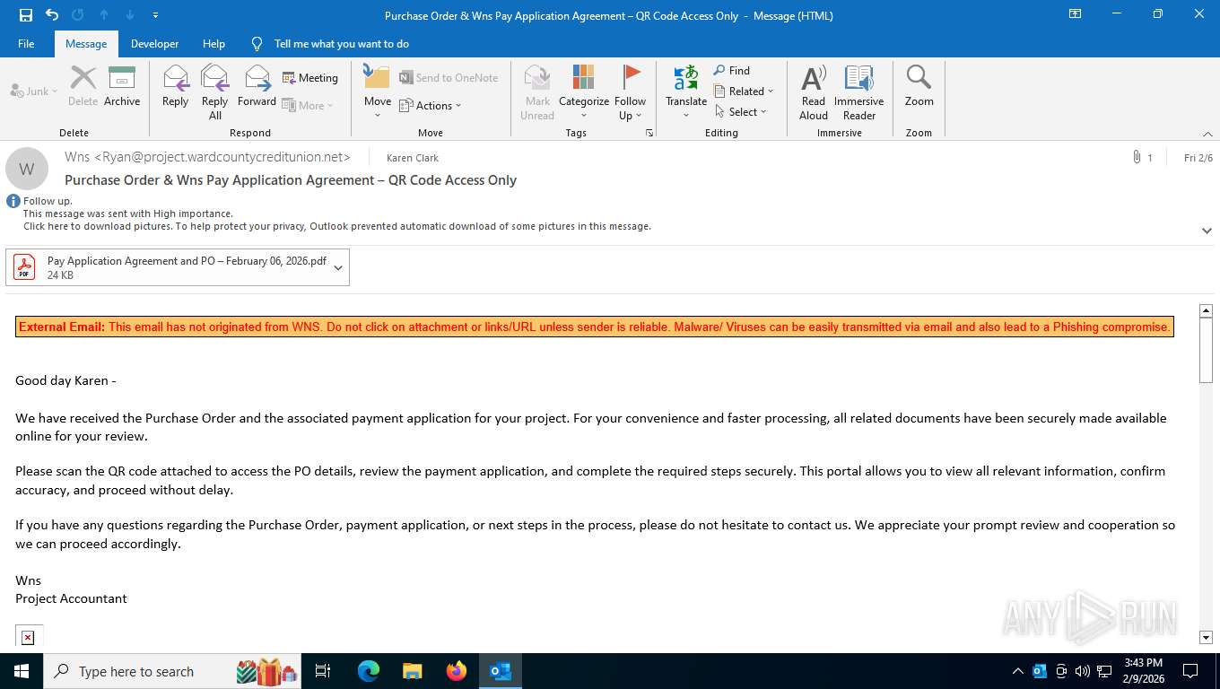 Malware analysis Purchase Order Wns Pay Application Agreement QR Code ...