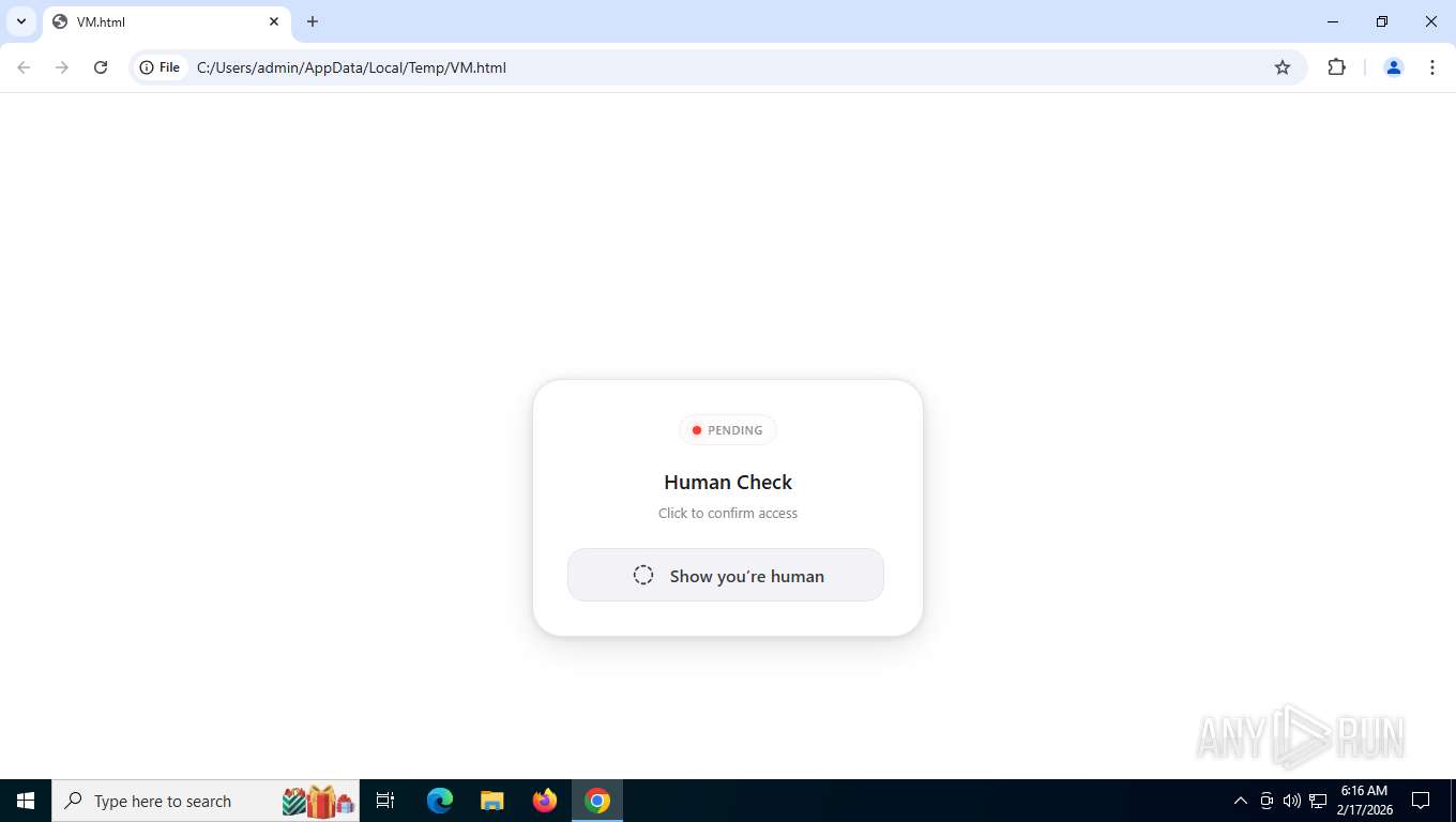 Malware analysis VM.html Malicious activity | ANY.RUN - Malware Sandbox ...