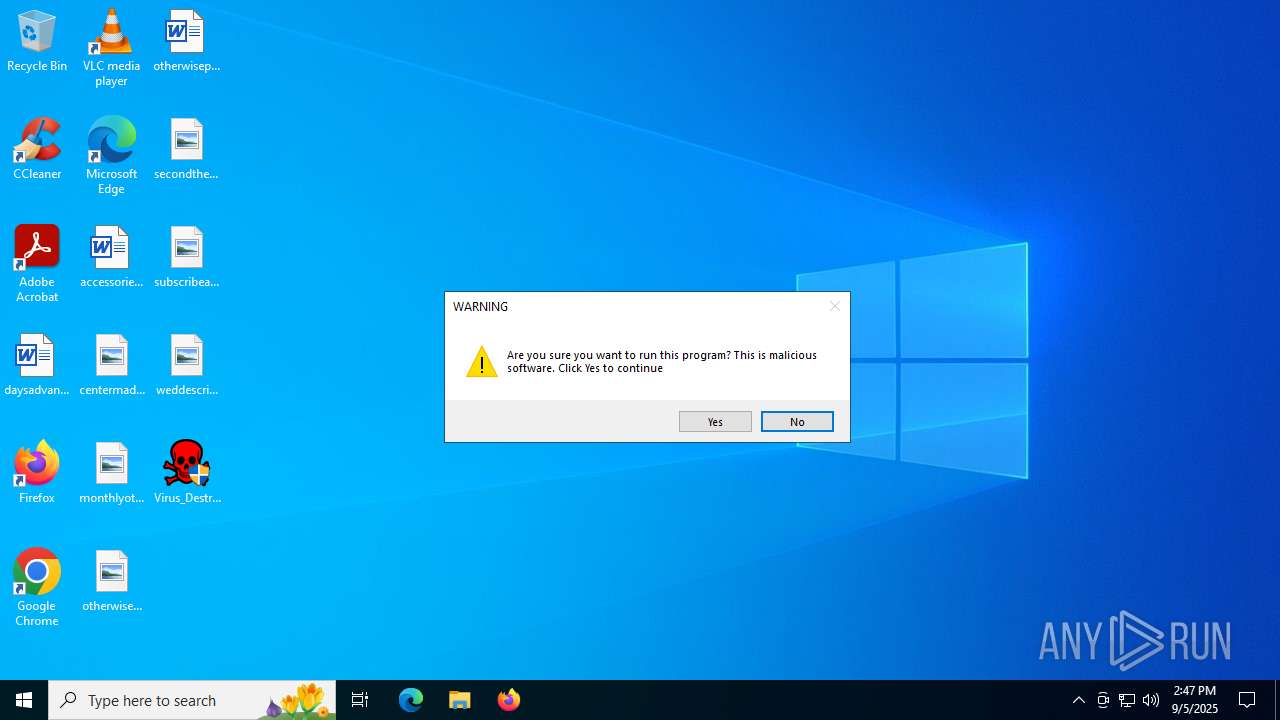 Malware analysis Virus_Destructive.exe Malicious activity | ANY.RUN ...