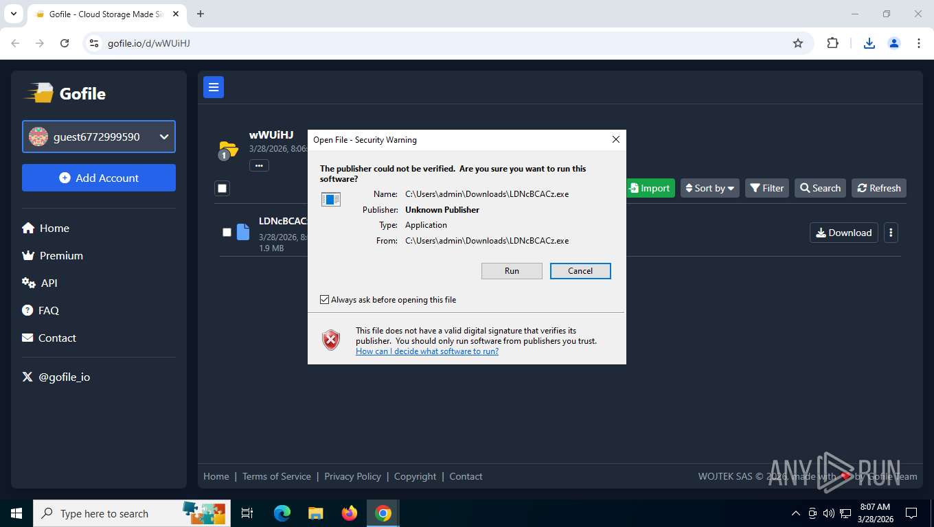 Malware analysis https://gofile.io/d/wWUiHJ Malicious activity | ANY ...