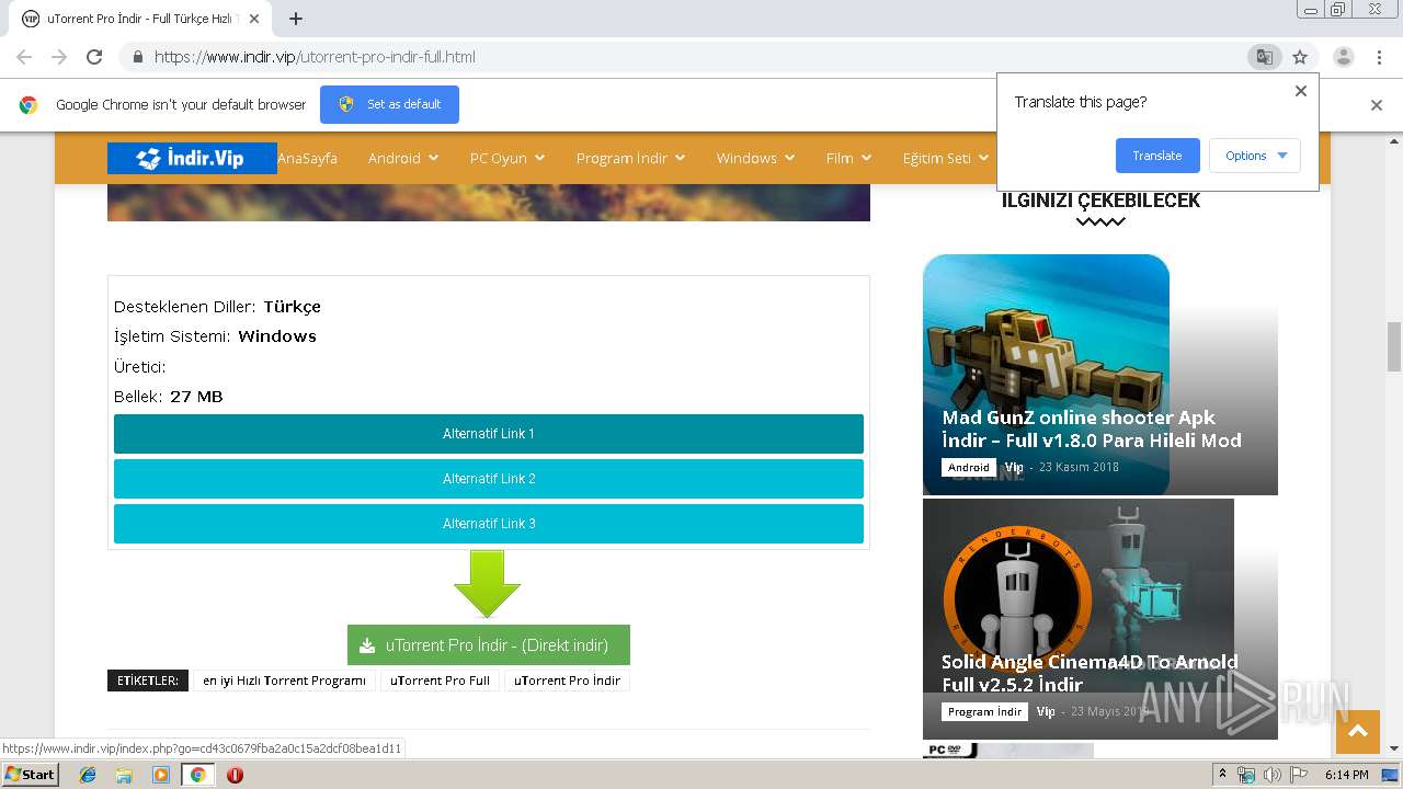 Malware analysis https://www.indir.vip/utorrent-pro-indir-full.html  Malicious activity | ANY.RUN - Malware Sandbox Online