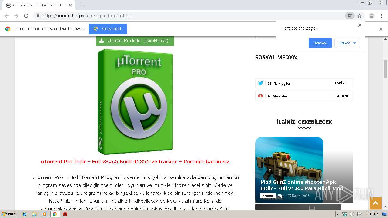 Malware analysis https://www.indir.vip/utorrent-pro-indir-full.html  Malicious activity | ANY.RUN - Malware Sandbox Online