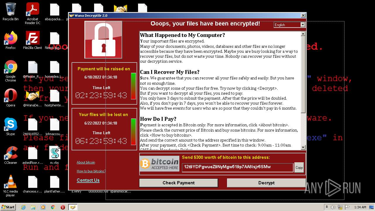 Malware analysis wannacry.exe Malicious activity | ANY.RUN - Malware ...