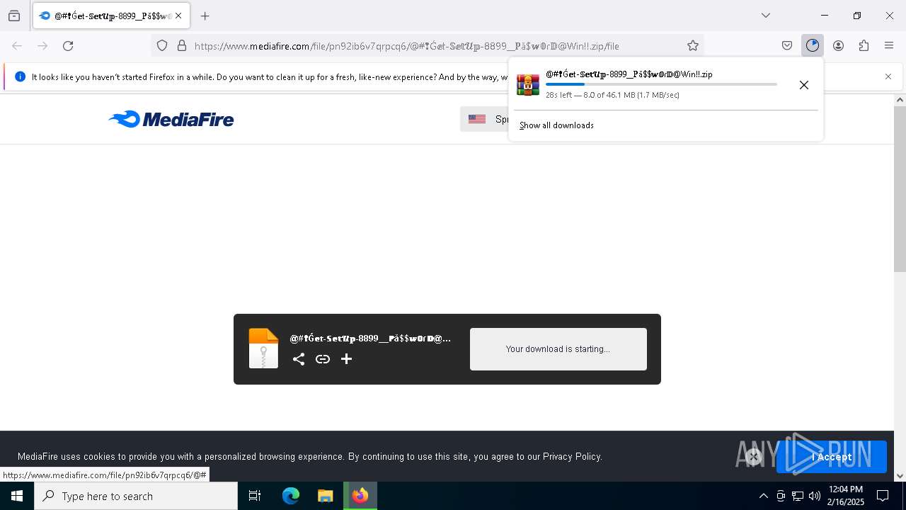 Malware analysis https://www.mediafire.com/file/pn92ib6v7qrpcq6/@#%E2 ...