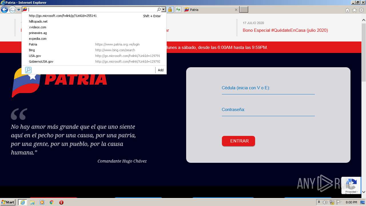 Malware analysis www.patria.org.velogin Malicious activity |  ANY.RUN - Malware Sandbox Online