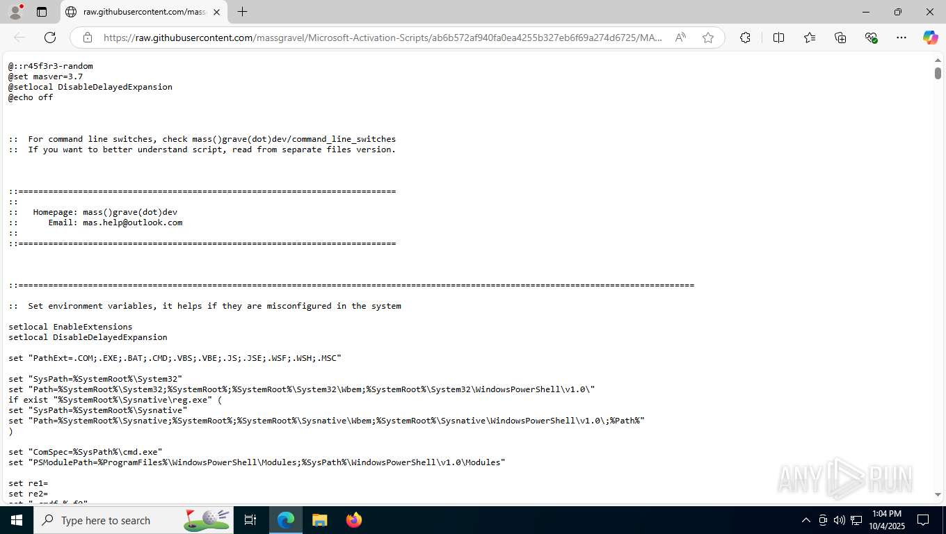 Malware analysis https://raw.githubusercontent.com/massgravel/Microsoft ...