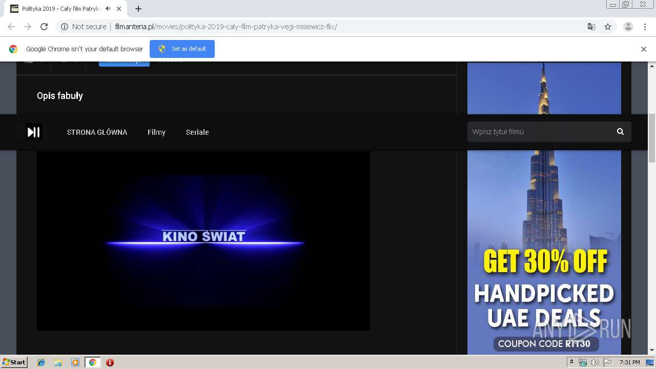 Malware analysis http://filmanteria.pl/movies/polityka-2019-caly-film-patryka-vegi-misiewicz-flix/  No threats detected | ANY.RUN - Malware Sandbox Online