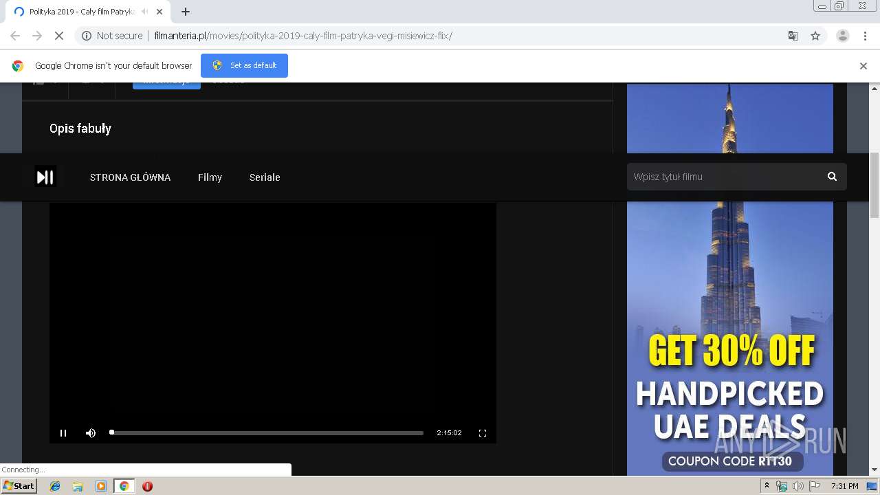 Malware analysis http://filmanteria.pl/movies/polityka-2019-caly-film-patryka-vegi-misiewicz-flix/  No threats detected | ANY.RUN - Malware Sandbox Online