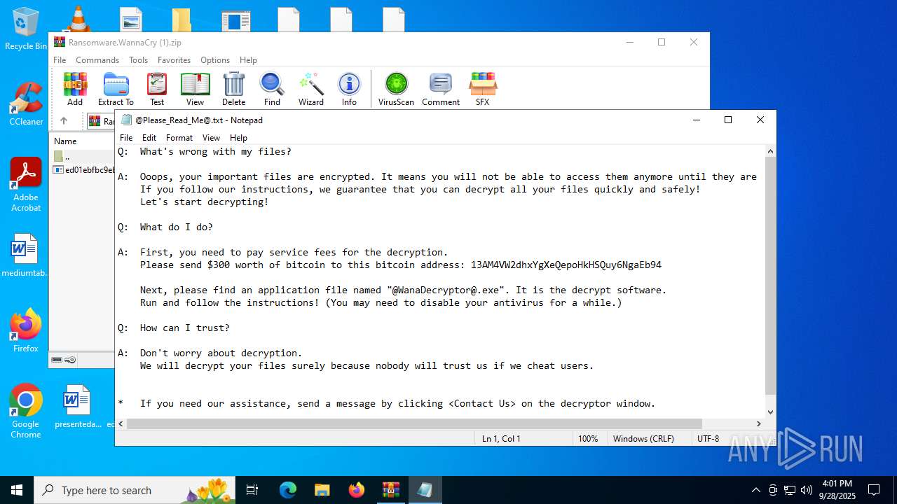 Malware analysis Ransomware.WannaCry (1).zip Malicious activity | ANY ...