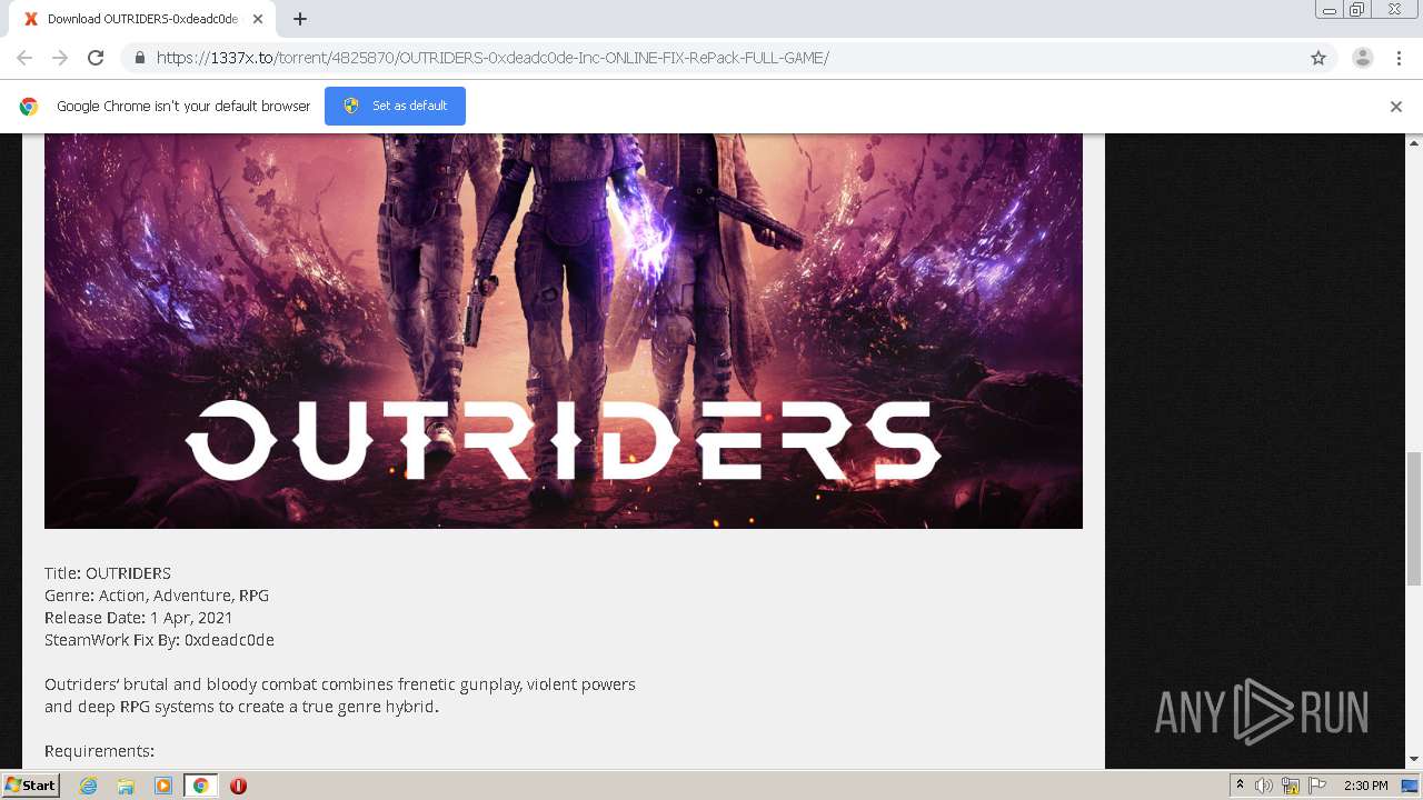 Https 1337x To Torrent 4825870 Outriders 0xdeadc0de Inc Online Fix Repack Full Game Any Run Free Malware Sandbox Online