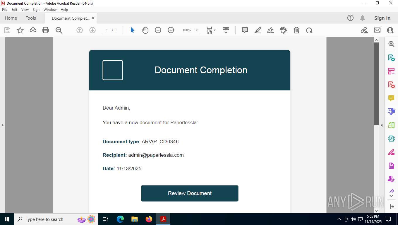 Malware analysis Admin - Review & E-Sign#343890.pdf Malicious activity ...