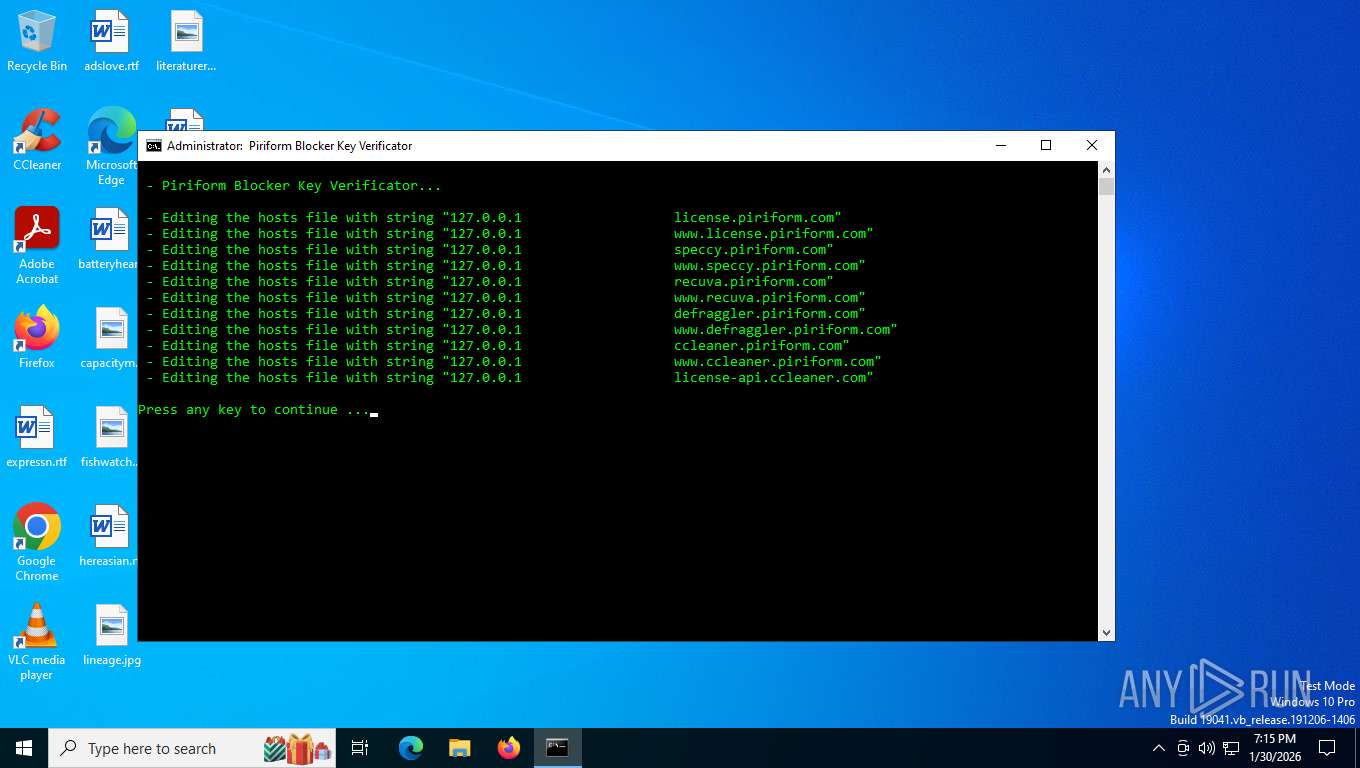Malware analysis BlockerKeyVerificator_RunAsAdministrator.cmd Malicious ...