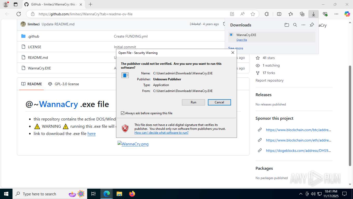 Malware analysis https://github.com/limiteci/WannaCry?tab=readme-ov ...