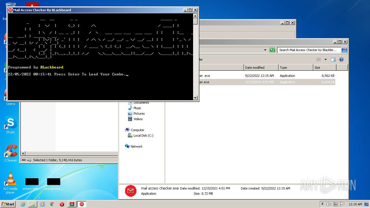 Malware analysis Mail Access Checker by BlackBeard.zip Malicious ...