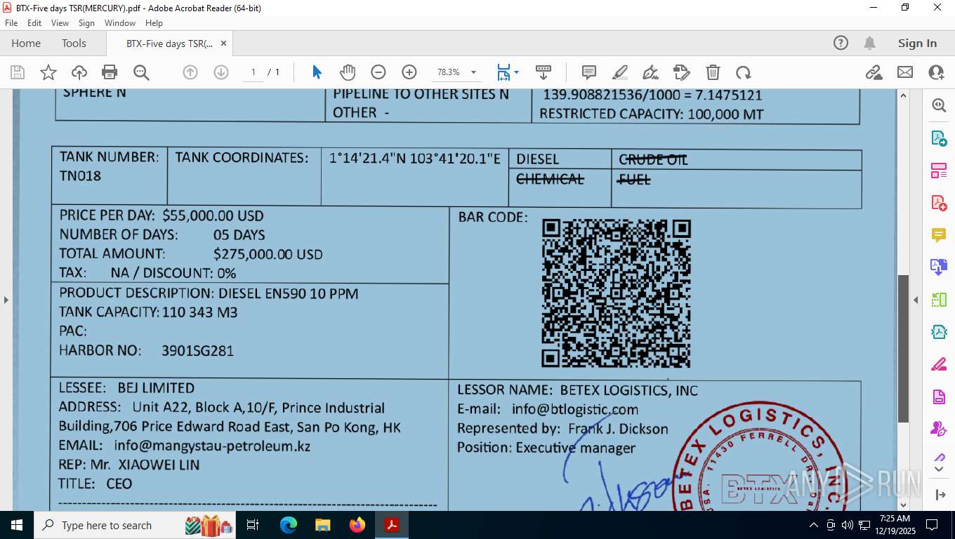 Malware analysis BTX-Five days TSR(MERCURY).pdf No threats detected ...