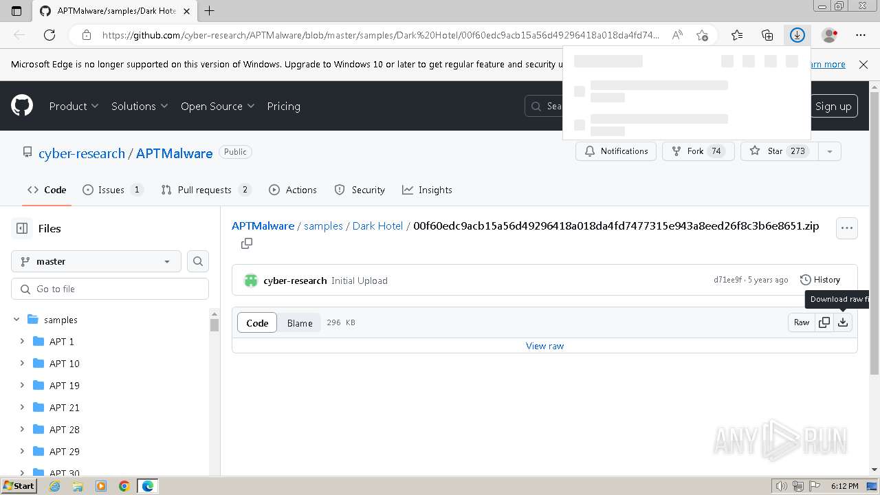 Malware analysis https://github.com/cyber-research/APTMalware/blob ...