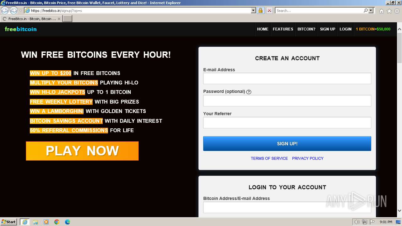 Malware analysis https://freebitco.in/signup/?op=s Malicious activity |  ANY.RUN - Malware Sandbox Online