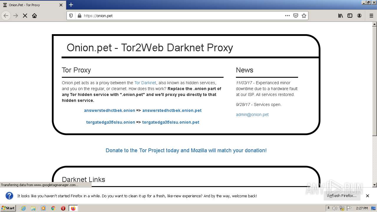 Malware analysis https//onion.pet/ Malicious activity ANY.RUN