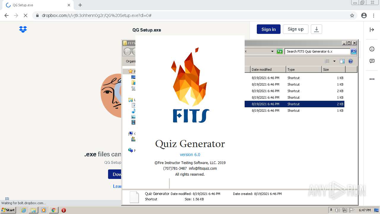Https Www Dropbox Com S Vjtk3ohhenn0g2r Qg 20setup Exe Dl 0 Any Run Free Malware Sandbox Online