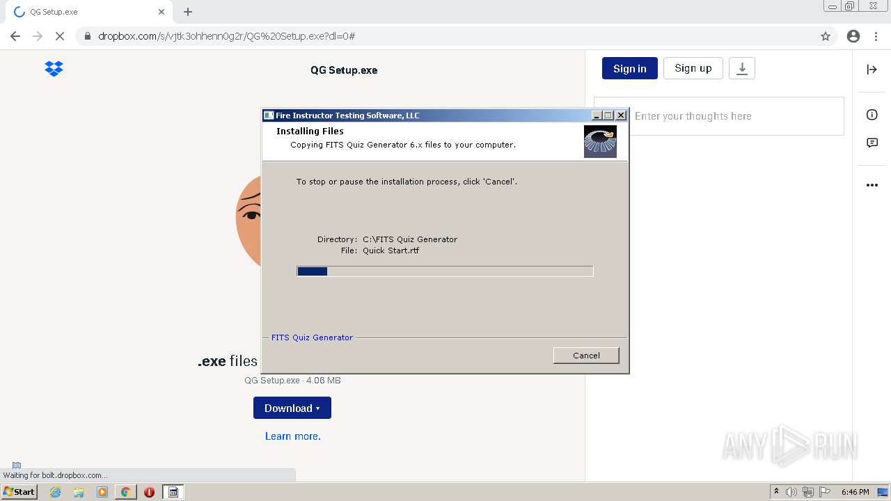 Https Www Dropbox Com S Vjtk3ohhenn0g2r Qg 20setup Exe Dl 0 Any Run Free Malware Sandbox Online