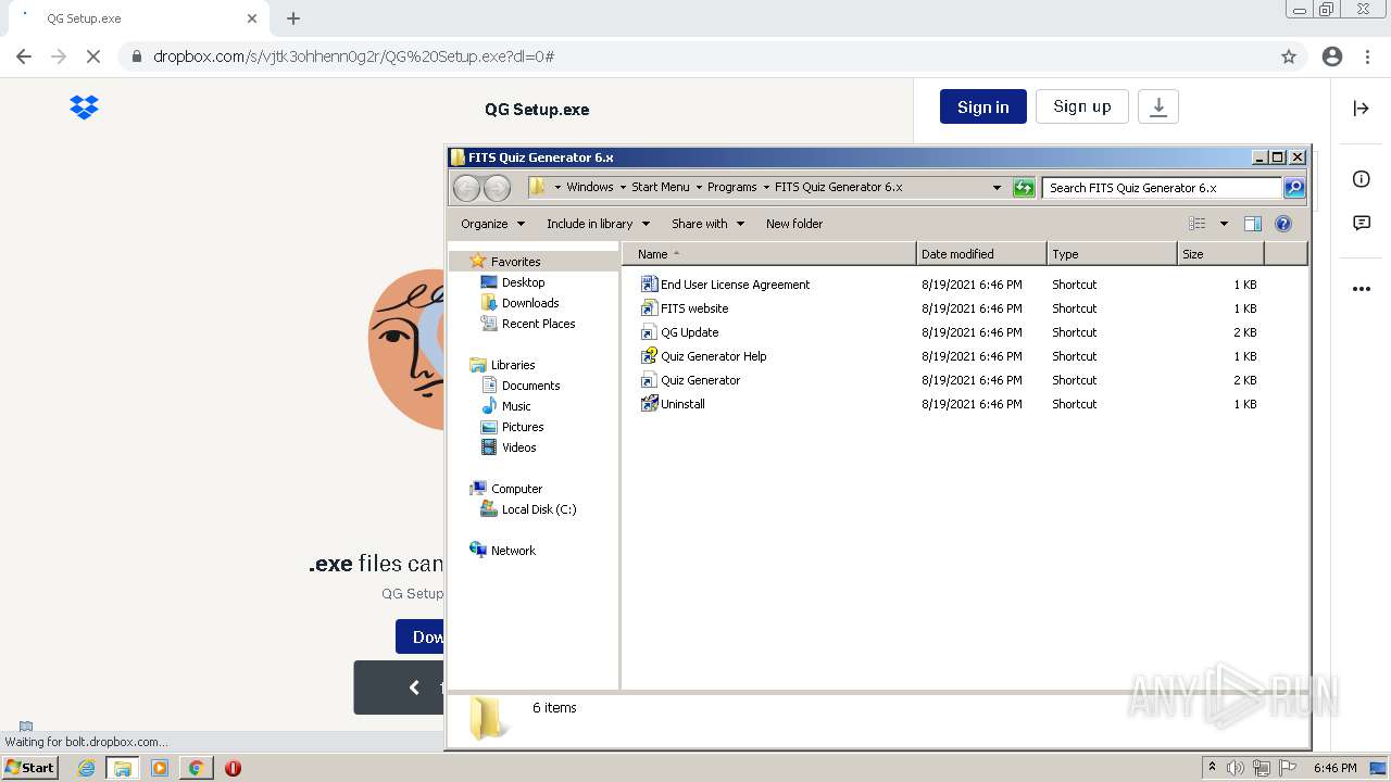 Https Www Dropbox Com S Vjtk3ohhenn0g2r Qg 20setup Exe Dl 0 Any Run Free Malware Sandbox Online